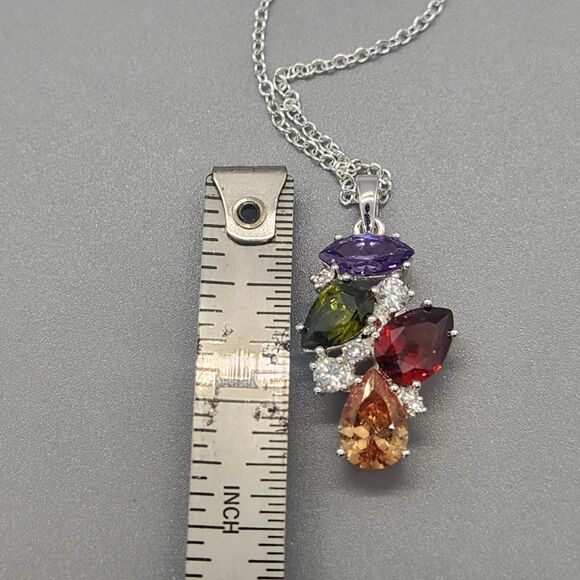 Dare to Dazzle Pendant Necklace by AVON w Chain Stunning Sparkle Bright Colorful - Picture 8 of 8